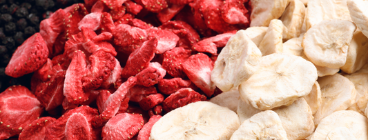 bananes fraises myrtilles lyophilisées et croustillantes
