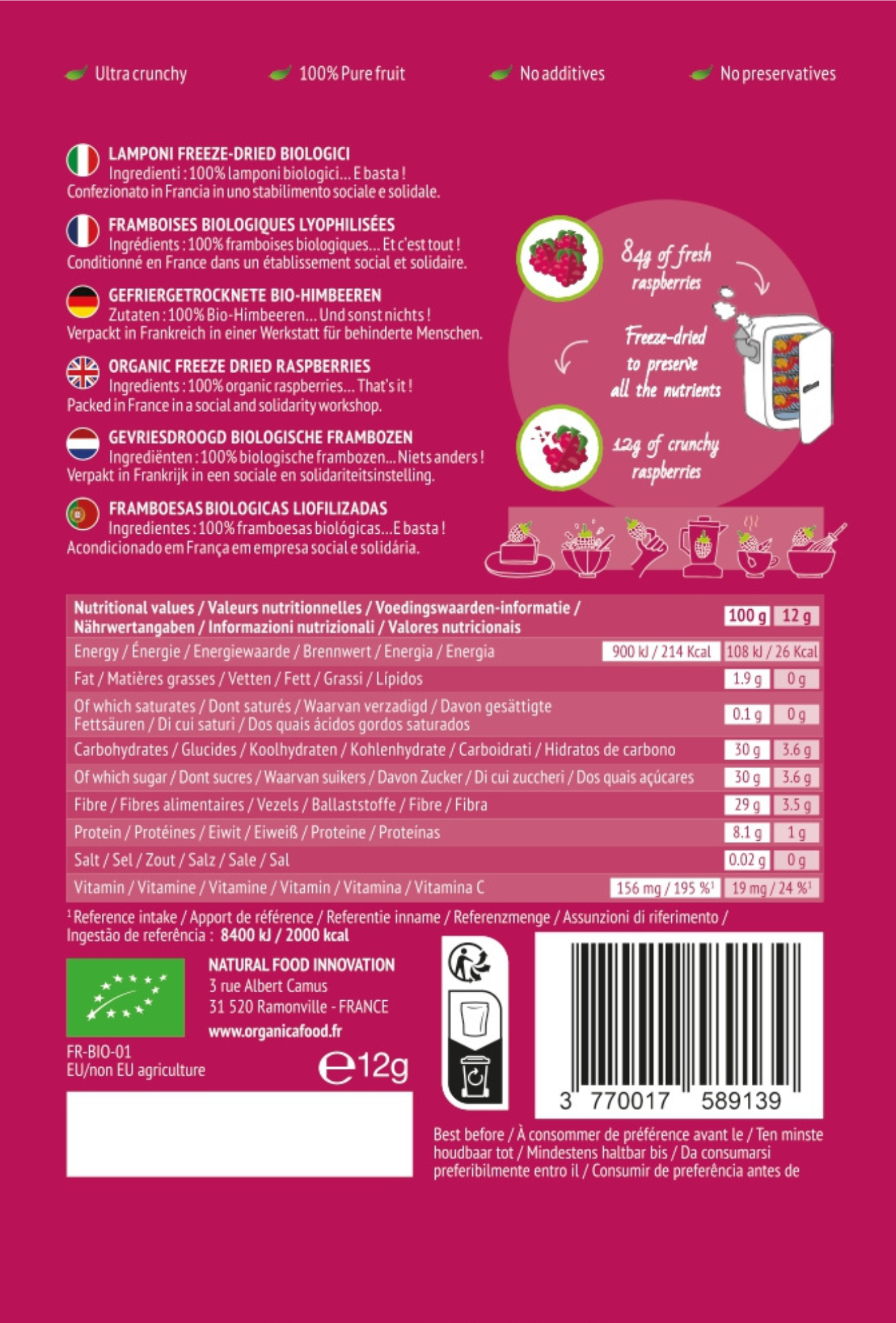 Crunchy Fruit Organic Raspberry