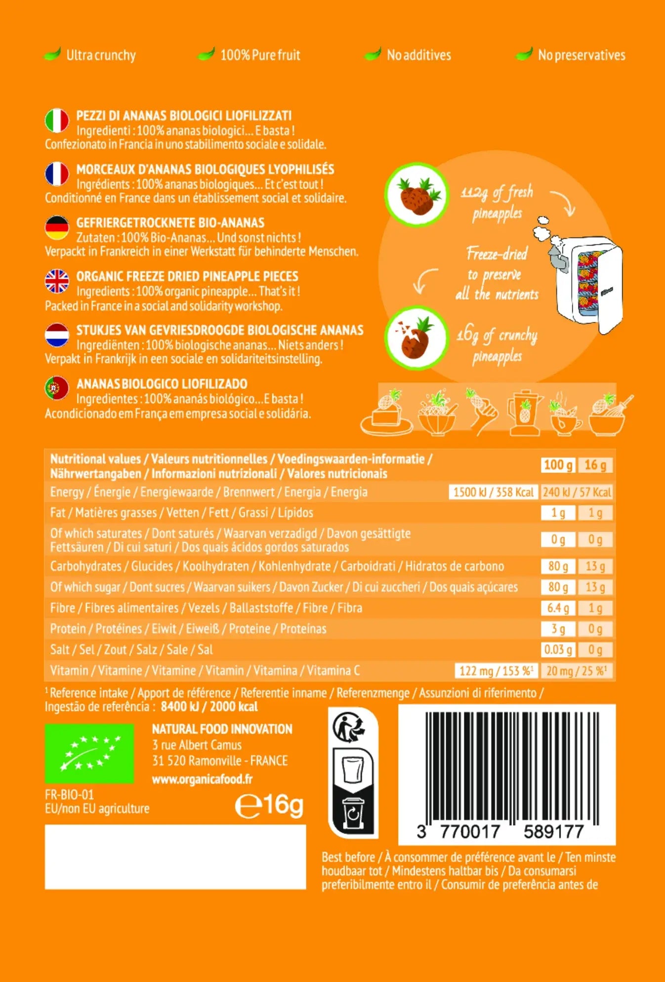 Crunchy Fruit Organic Pineapple