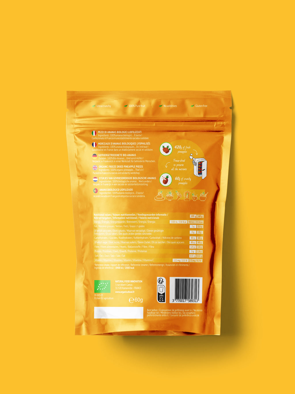 Crunchy Fruit Family Ananas Bio (60g)