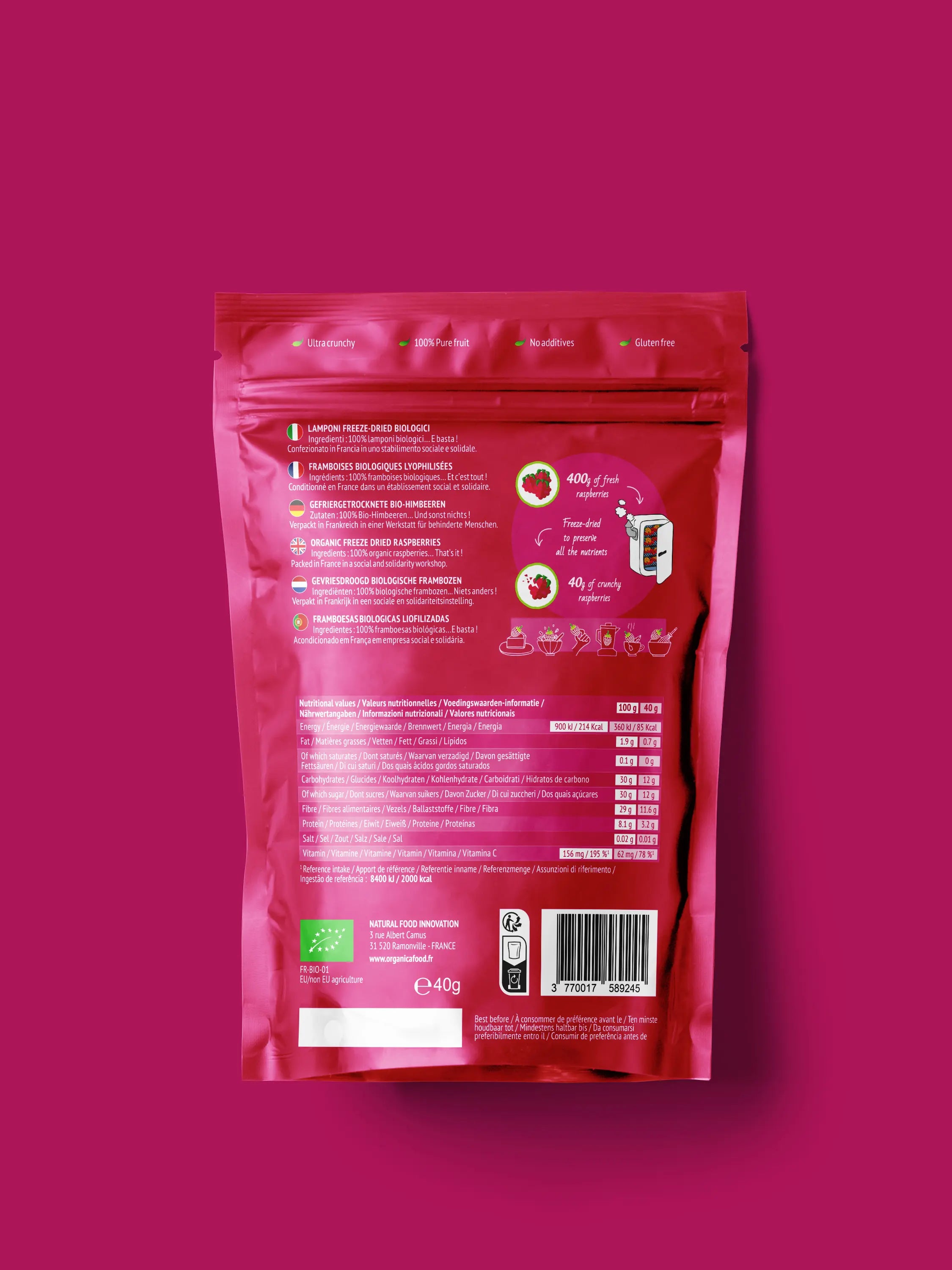 Crunchy Fruit Family Framboise Bio (40g)
