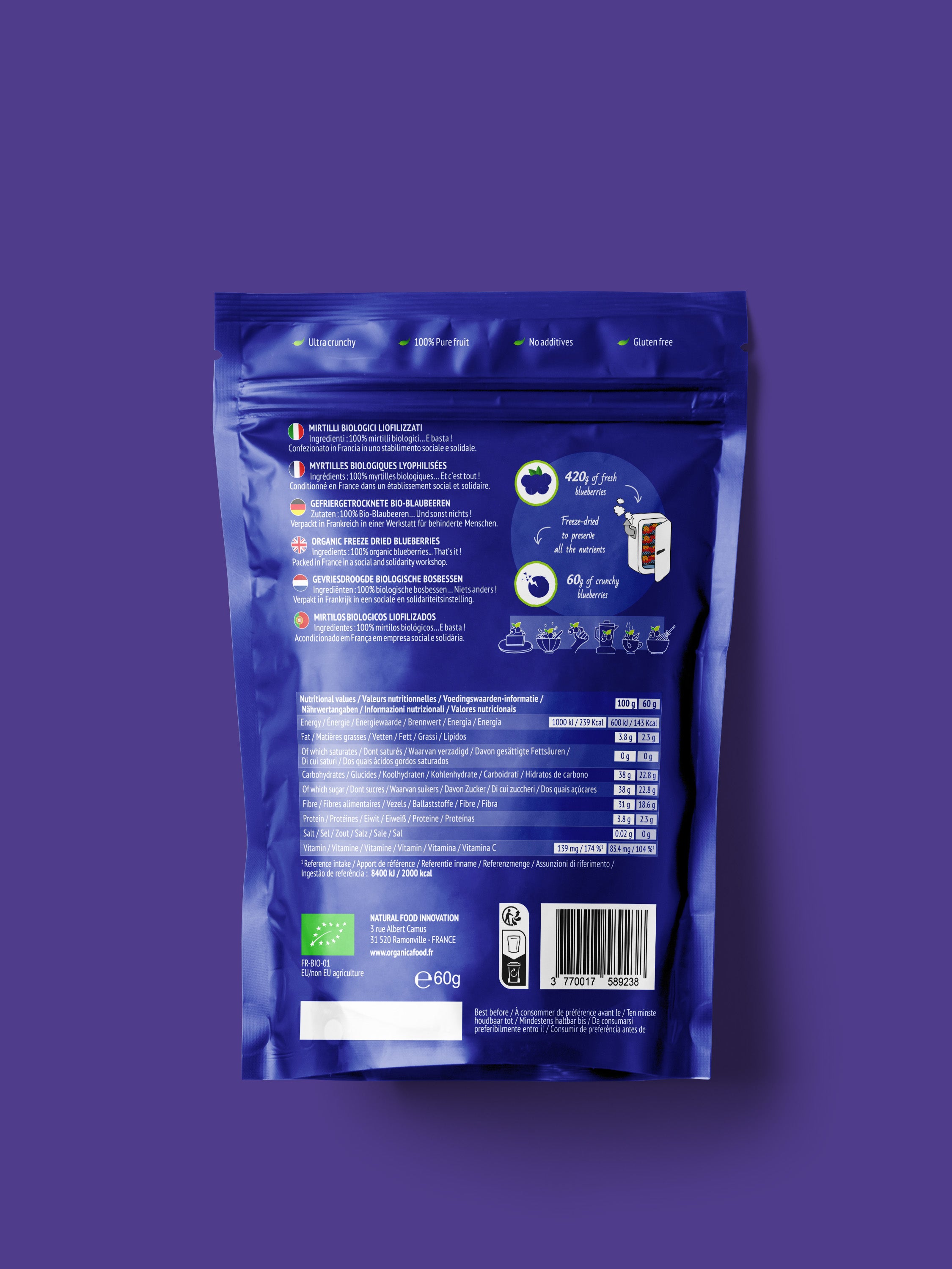 Crunchy Fruit Family Myrtille Bio (60g)